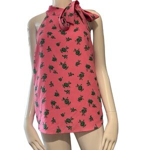Chic Pink Tie Front Sleeveless Tank Top